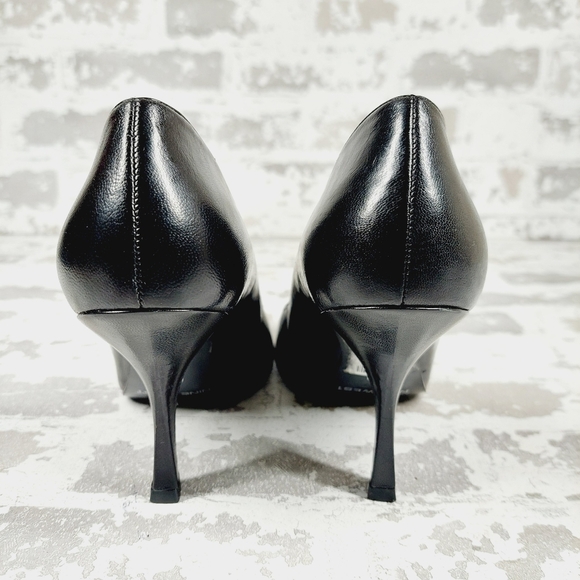 Nine West Burg Leather Black Almond Toe Heeled Pumps V18 - Picture 6 of 14